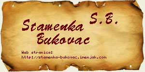 Stamenka Bukovac vizit kartica